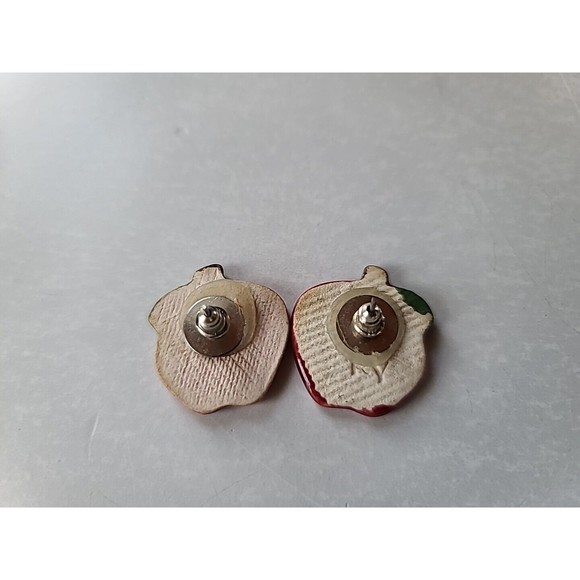 Vintage Ceramic Apple Stud Earrings - Picture 9 of 10